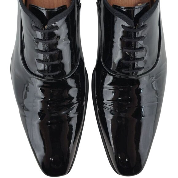 Magnanni Saks Fifth Ave Black Patent Leather Dress Shoes Men 11.5 Formal Oxfords - Picture 13 of 15